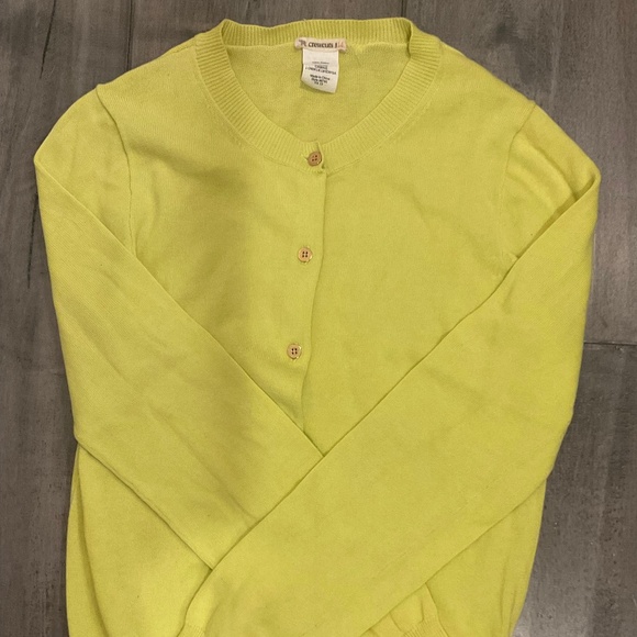 Crewcuts 100% Cotton Yellow/ Chartreuse Long Sleeve Cardigan Size 14 - Picture 2 of 6